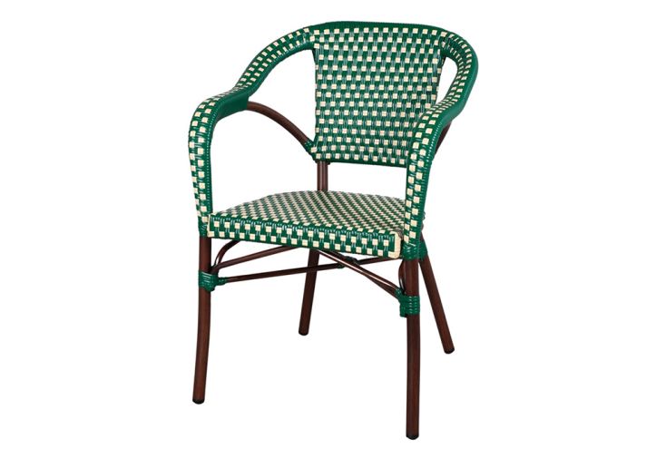 Fauteuil de jardin en aluminium et rotin synthétique – 56 x 58 x 82 cm