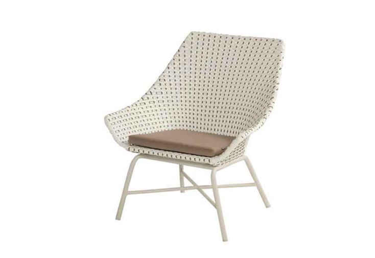 Fauteuil de jardin bas en aluminium et osier Delphine Lounge Moccacino