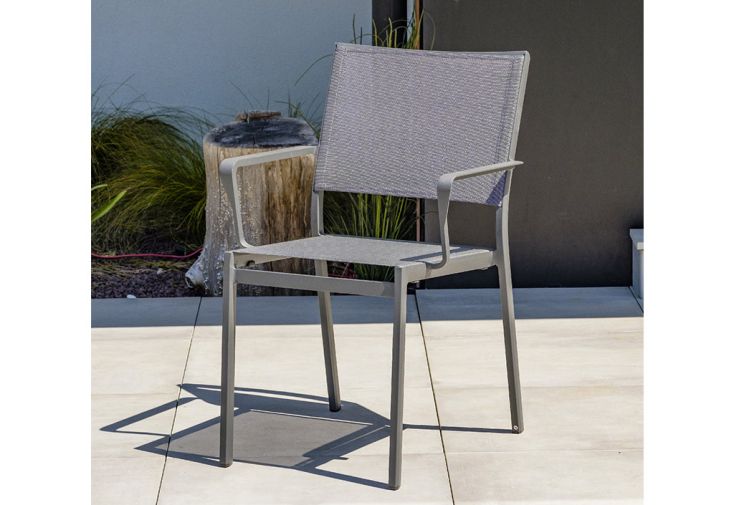 Fauteuil de Jardin Empilable en Aluminium et Textilène Stockholm