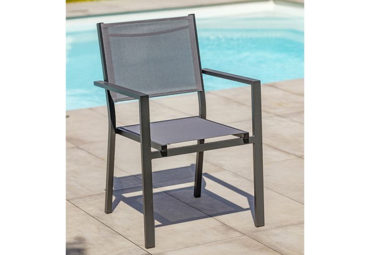 Fauteuil de Jardin Empilable en Aluminium et Textilène Tolede