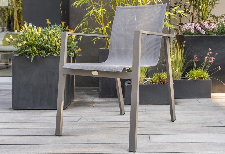 Fauteuil de Jardin Empilable en Aluminium et Textilène Zahara