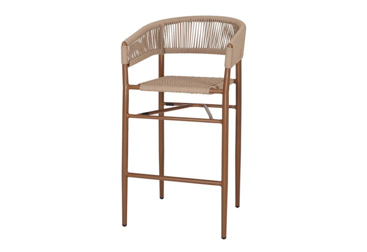 Fauteuil de jardin haut aluminium et corde – 56 x 57 x 107 cm