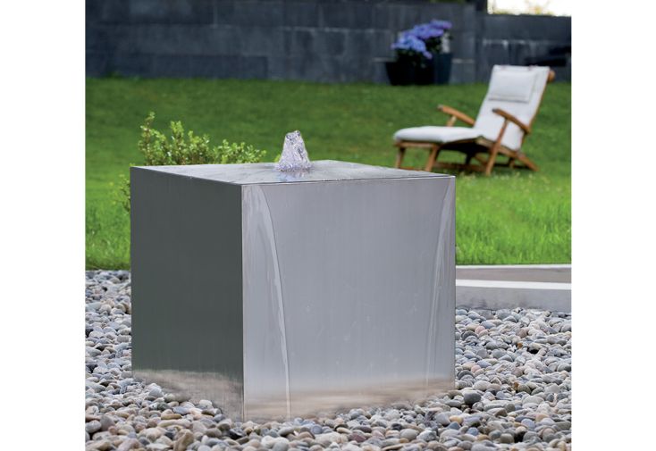 Fontaine de Jardin en Inox Cube 50