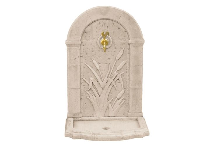 Fontaine de jardin murale en pierre reconstituée - Roseau