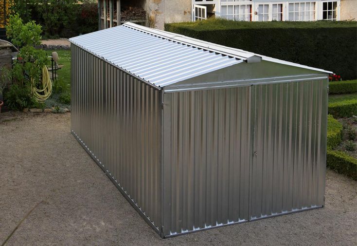 Garage de jardin métallique 15,34 m² acier galvanisé 4/10 mm