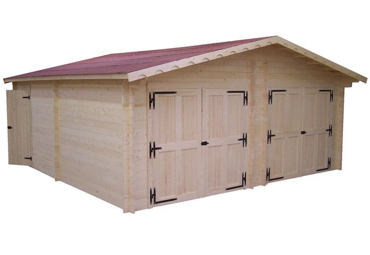 Garage Double en Sapin Massif 42 mm 620x620x308cm