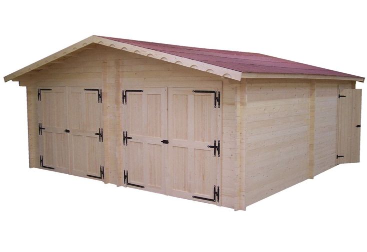 Garage Double en Sapin Massif 60 mm 620x620x308cm