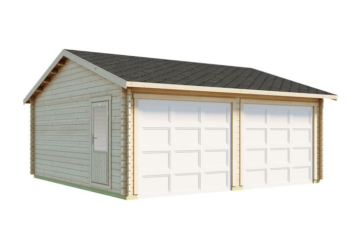 Garage en Bois d'Epicéa à Deux Portes Sectionnelles - Koski