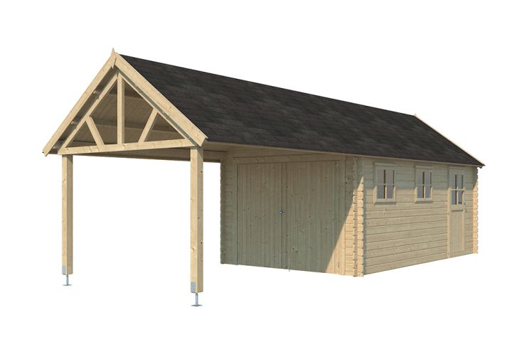 Garage en Bois d’Épicéa Toit en Shingle Gloucester XL 28 m² 