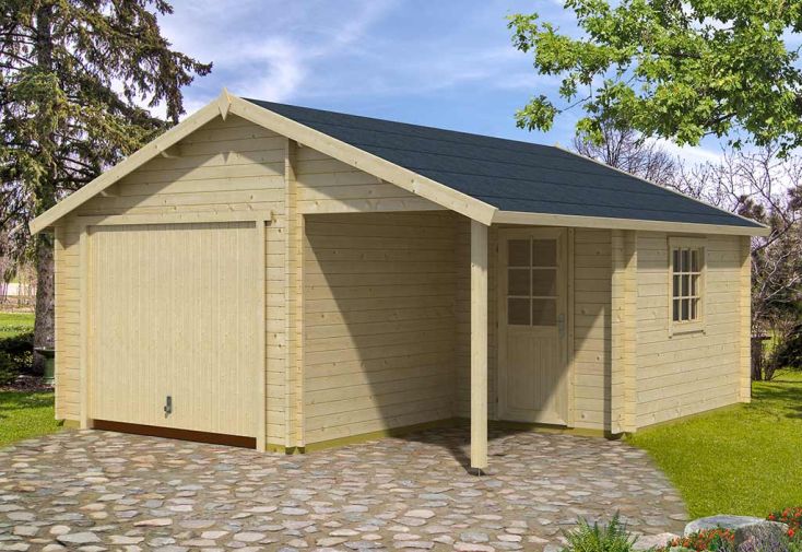 Garage en bois d’épicéa brut + remise Nevis - 27,5 m²