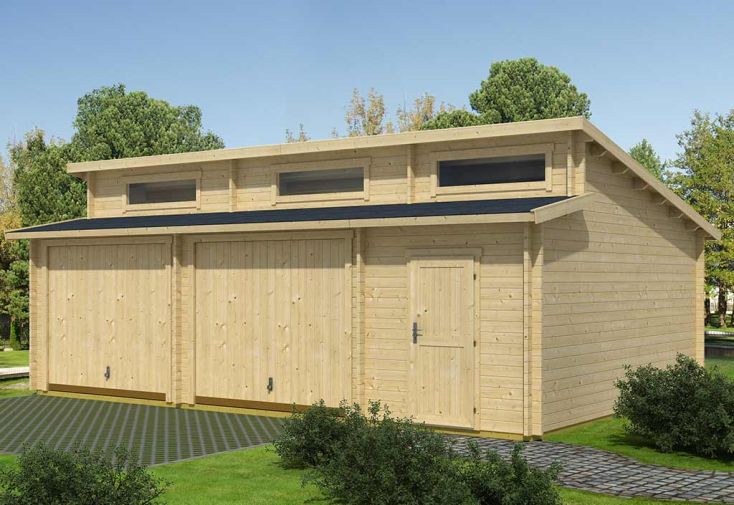 Garage en bois d’épicéa brut avec abri 40,5 m² - Hawaii