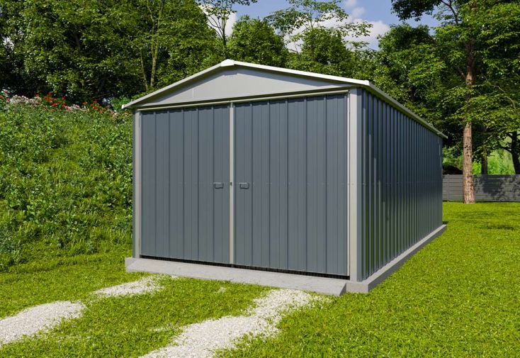 Garage de jardin en métal gris anthracite 17 m² - Trigano 1020A