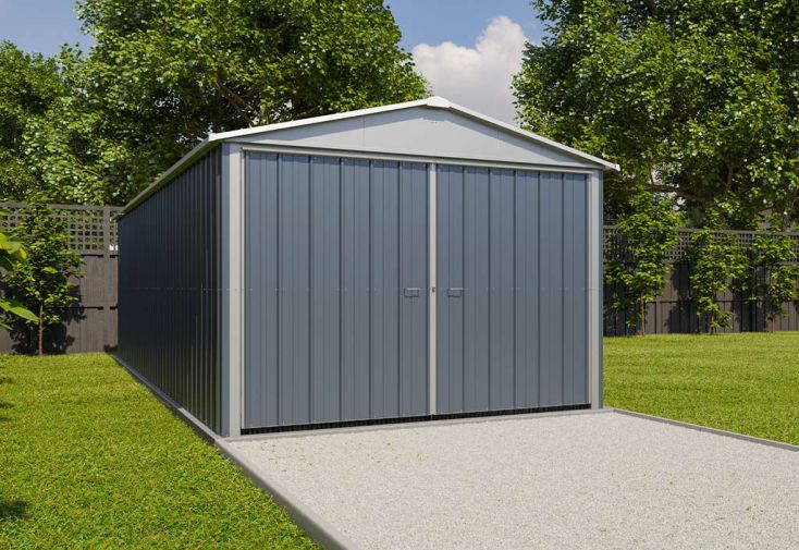 Garage de jardin en métal gris anthracite 20 m² - Trigano 1024A