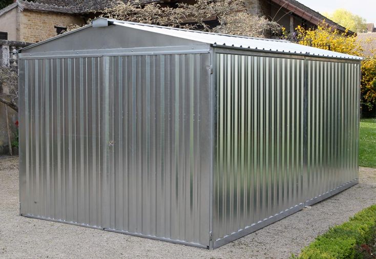 Garage de jardin métallique 13,05 m² acier galvanisé 4/10 mm