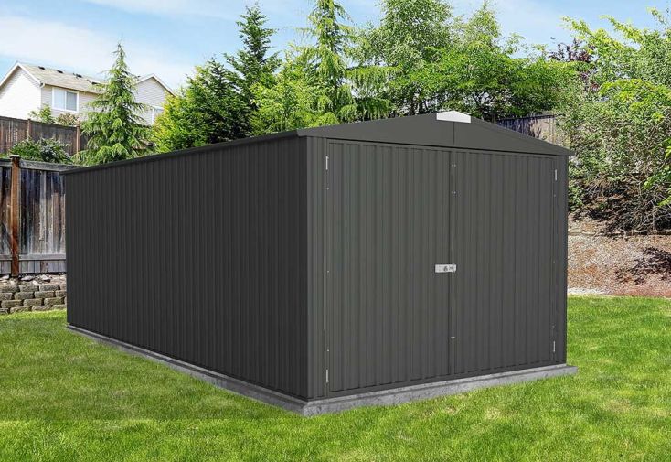 Garage de jardin en acier galvanisé anthracite 17,9 m² - Melton