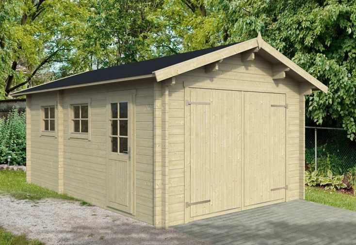 Garage de jardin en bois d’épicéa brut Keith – 25,5 m²