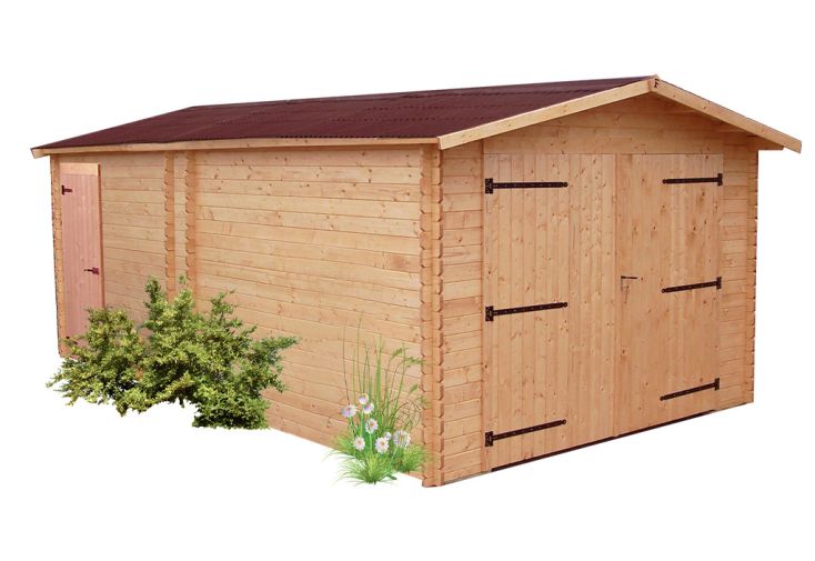 Garage de jardin en bois douglas 28 mm - Denis 19 m²