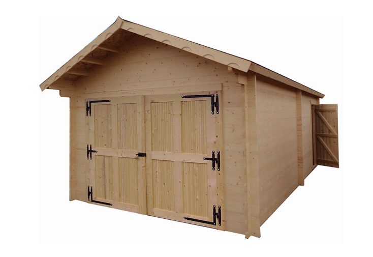 Garage de jardin en bois d’épicéa brut 60 mm – 24,23 m²