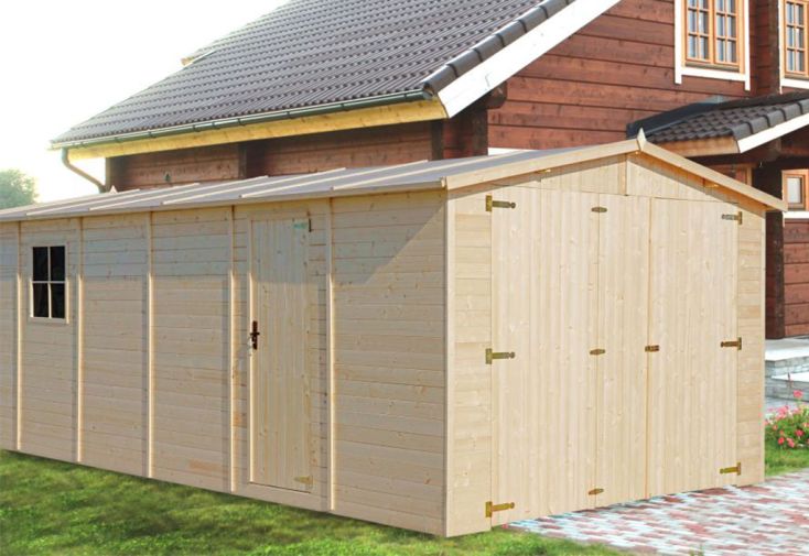 Garage de jardin en bois de pin brut 17 mm – 17,9 m² 