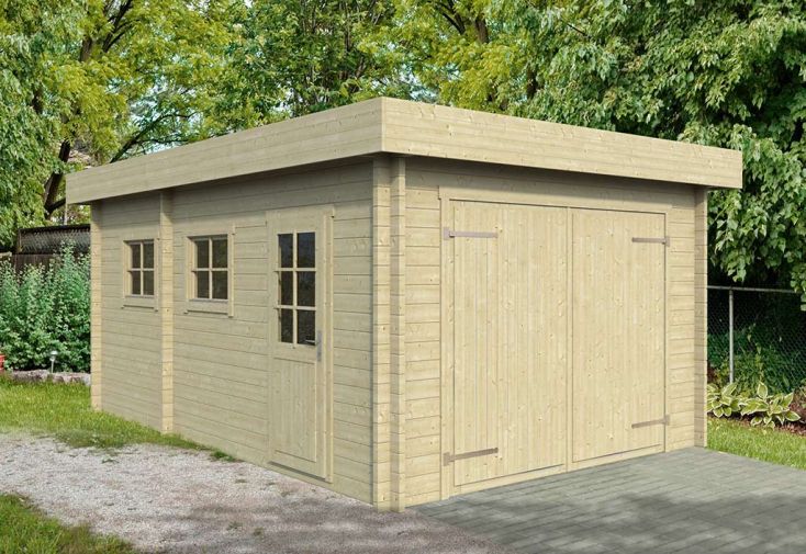 Garage de jardin en bois d’épicéa brut Keith Flat – 25,5 m²