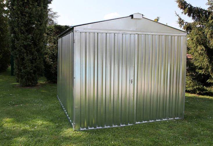 Garage de jardin métallique 10,97 m² acier galvanisé 4/10 mm