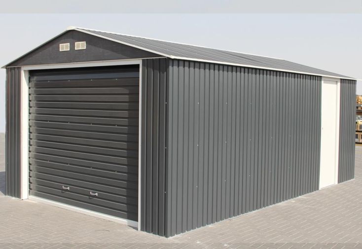 Garage en métal anthracite Duramax grande hauteur 3,5 x 5,7 x 2,6 m