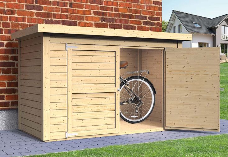 Abri à vélos en bois de sapin brut Cykel 2,1 m²