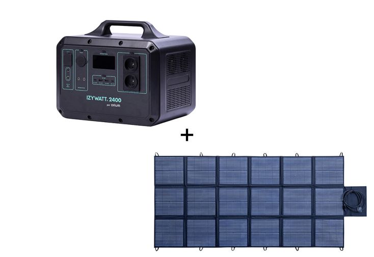 Station d’énergie portable 2400 W + panneau solaire pliant 400 W