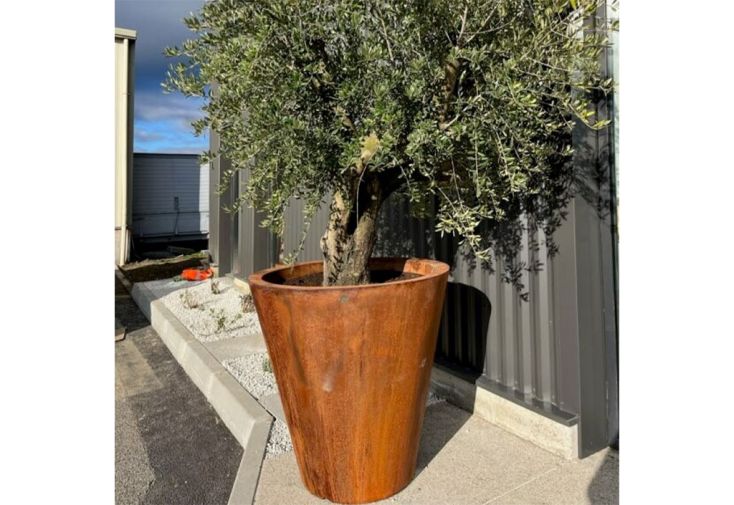 Pot de fleurs XXL PAPI en PEHD et corten - Vase rond Ø 120 cm 800 litres