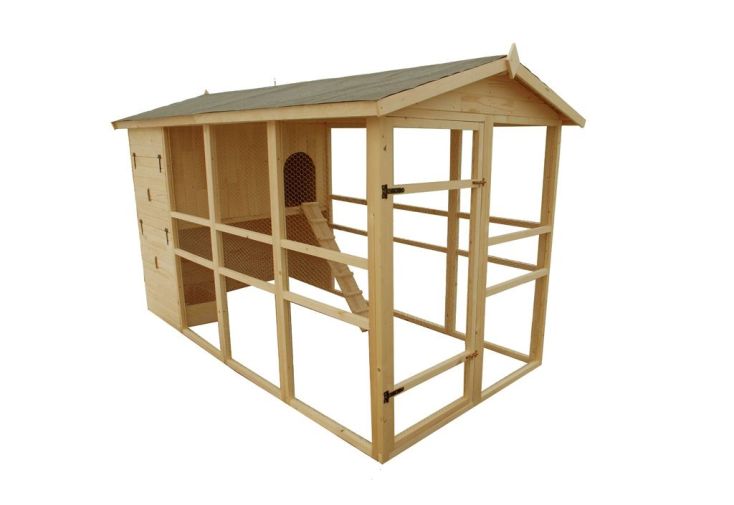 Poulailler en Bois Grande Taille XXXL 12 Poules (175 x 350 x 205 cm)