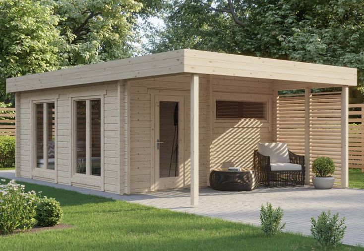 Sauna d’extérieur en bois brut Magnus XL – 30,4 m²