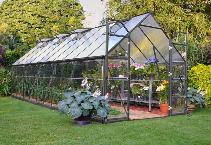 Serre de jardin en aluminium et polycarbonate Balance – Gris