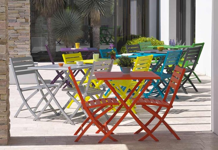 Table salon de jardin pliante et carrée en aluminium pour 2 personnes  MARIUS CITY GARDEN