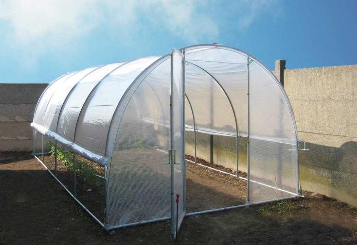 Serre Tunnel Tonneau en polyéthylène 18 m² - Jardinière 6 x 3 m