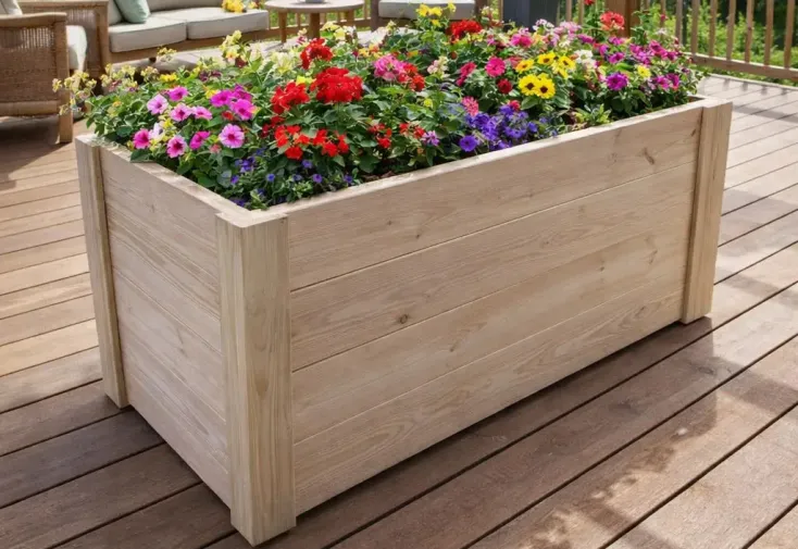 Jardinière en bois de châtaignier 102 x 52 x 52 cm - Châtaigneraie