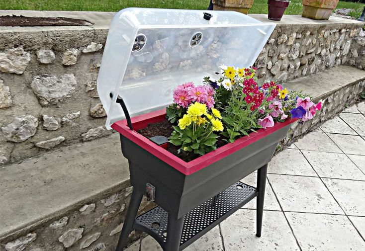 Jardinière Calipso Combi 40L Mini Serre Double Paroi + Réserve d'Eau H80cm