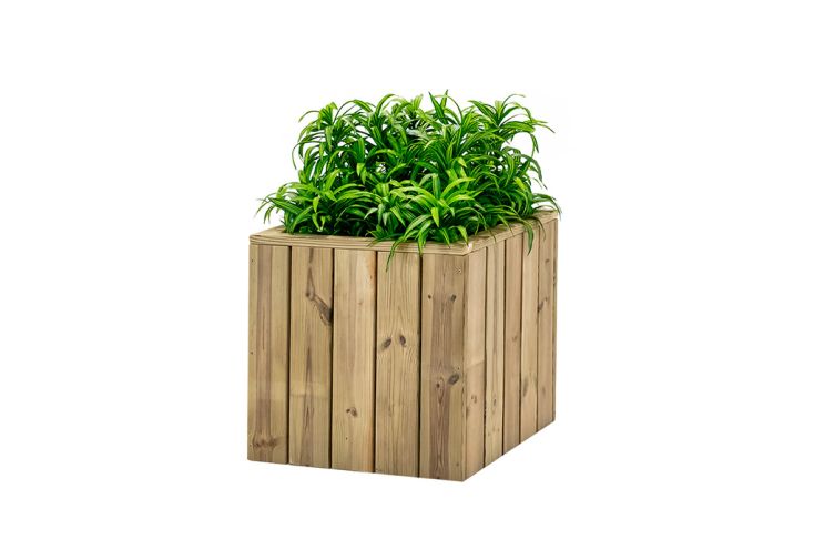 Jardinière carrée en bois de pin traité Atrium - 50 x 50 x 50 cm