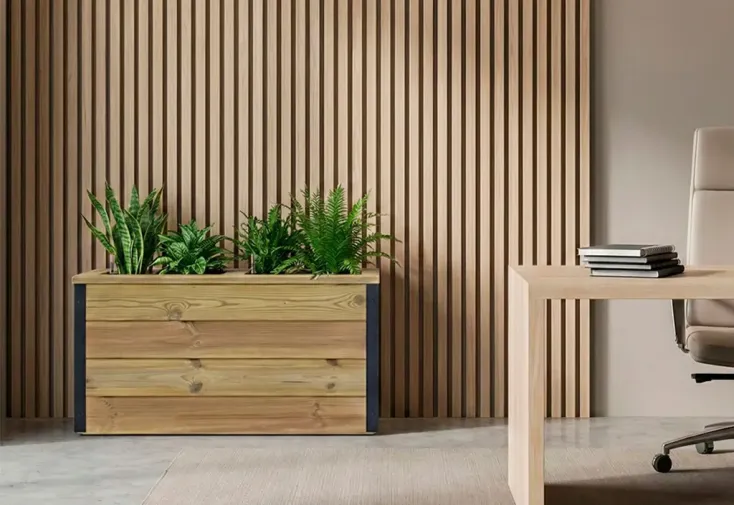 Jardinière en bois traité arrosage automatique Nidum - 75 x 40 x 40 cm