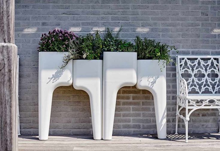 Jardinière Design Kiga M 4 Bacs Blanche