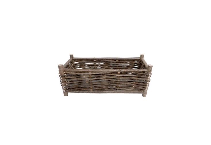 Jardinière Rectangulaire en Bois Noisetier Tressé 70x30x30cm