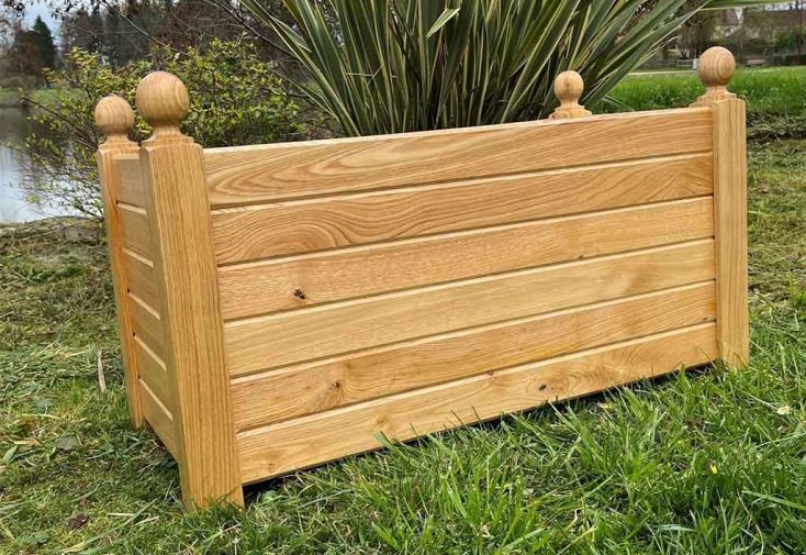 Jardinière rectangulaire en bois de châtaignier lasuré - Oranger