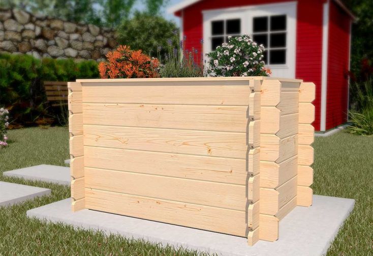 Jardinière surélevée en bois d’épicéa brut - 60 x 120 x 69 cm