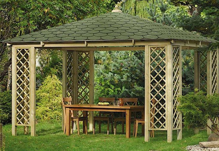 Pavillon de jardin en bois traité avec toit en shingle