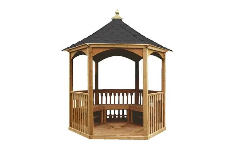 Kiosque en bois autoclave + shingle noir - Brompton 4,6 m² H. 2,75 m