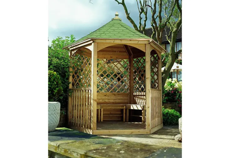Kiosque en bois autoclave + shingle vert - Carleton 4,6 m² H. 2,75 m