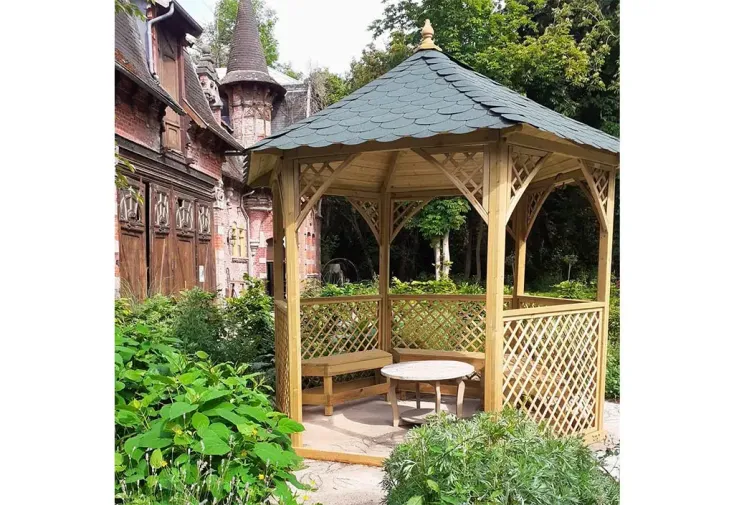 Kiosque en bois autoclave + shingle noir - Vivaldi 4,6 m² H. 2,75 m