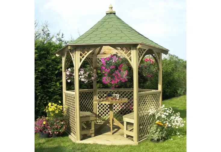 Kiosque en bois autoclave + shingle vert - Vivaldi 4,6 m² H. 2,75 m
