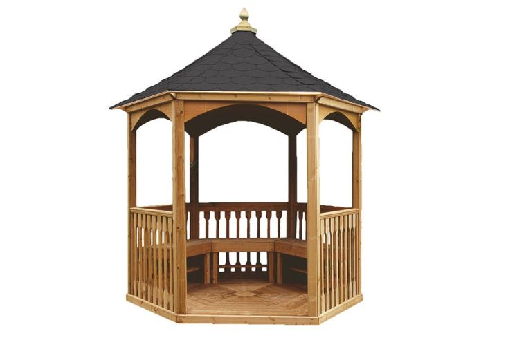 Kiosque de jardin en bois traité - Brompton shingle 3,75 m²