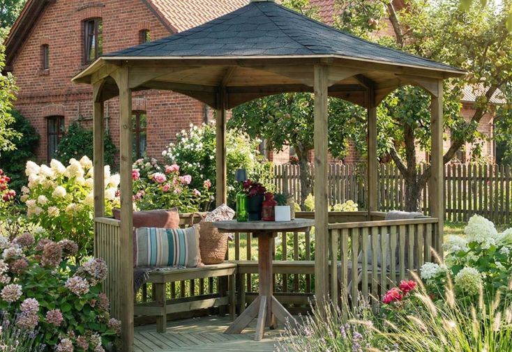 Kiosque de jardin en bois autoclave avec shingle - Brompton 3,3 m² 