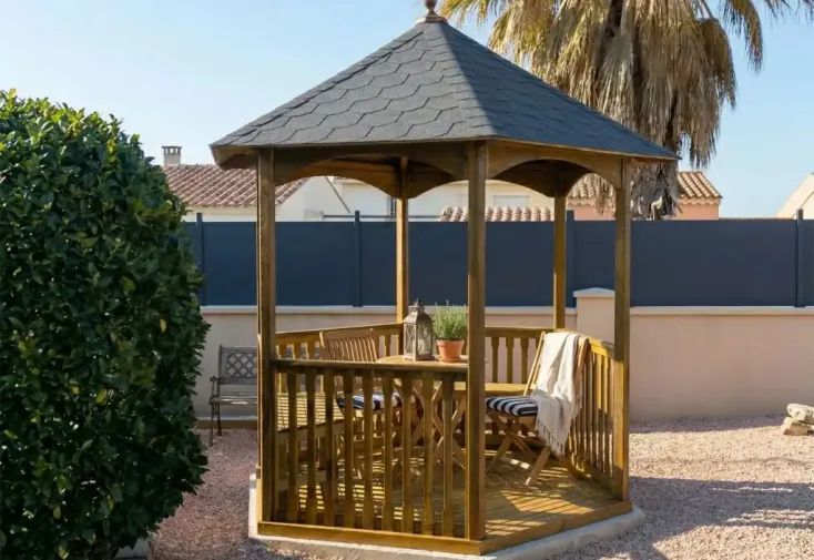 Kiosque de jardin bois autoclave + shingle - Brompton 3,3 m² H. 2,65 m